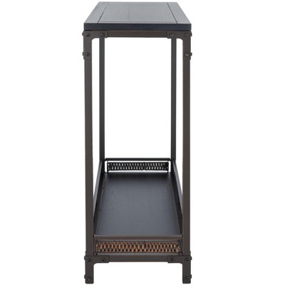 Transitional Black and Dark Walnut Console Table with Storage Shelf