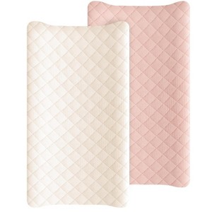 LISM 2 Pack Waterproof Changing Pad Cover,Cotton Quilted Diaper Changing Pad Sheets - 1 of 4