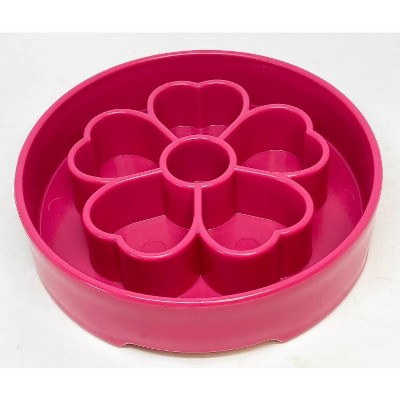 Pink Flower Design Slow Feeder Dog Bowl