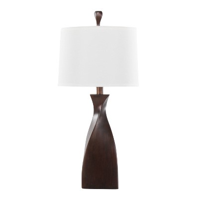 Curvo 30" Copper Bronze Polyresin Table Lamps with Linen Shades