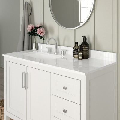 Emma White Freestanding Bathroom Vanity with Carrara Marble Countertop