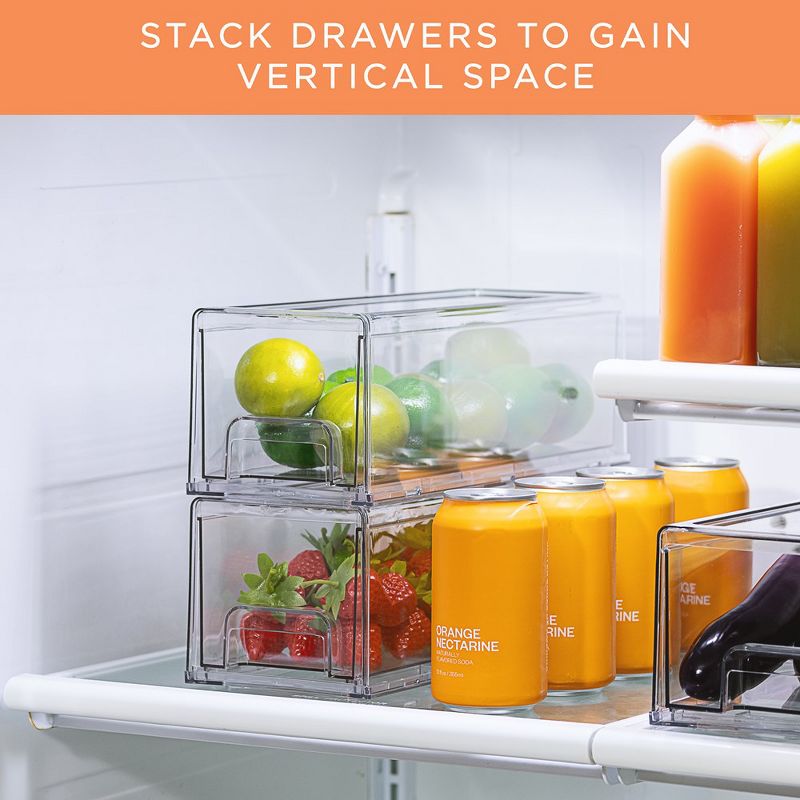 Sorbus 2 Pack Small Clear Stackable Pull-Out Drawers - Organization and Storage Containers for Kitchen, Pantry, Bathroom and More, 3 of 6