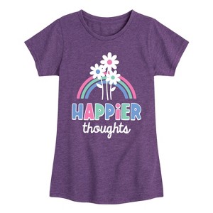 Girls' - Instant Message - Happier Thoughts Fitted Short Sleeve Graphic T-Shirt - 1 of 4
