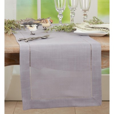 Gray Hemstitched Polyester Table Runner 54" x 16"