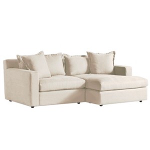 Lesly Modern Square Arm Linen Upholstered L-Shaped 3 Seater Sofa - 1 of 4