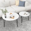 KWPZQEB Round Nesting Coffee Table Set of 2, Modern Coffee Table Round with Sturdy Metal Base, Wood Side Tables Set of 2 for Living Room - 4 of 4