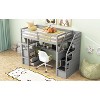 Okak Twin Size Solid Wood Bunk Bed with 2 Built-in Drawers & Storage Staircase Loft Bunk Bed with Desk & Shelves for Kids Teens, Easy Assemble, Gray - 3 of 4