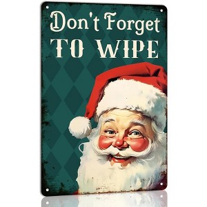Lomsoe Funny Santa Claus Bathroom Tin Sign Don't Forget to Wipe Metal Tin Sign Bathroom Decor Christmas Gift For Home Toilet Restroom Decor 8x12 Inch - 1 of 1