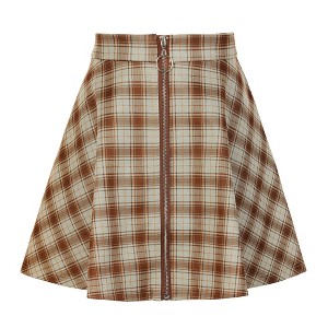Allegra K Women's Plaid A-Line Zip Up High Waisted Skater Skirt - 1 of 4