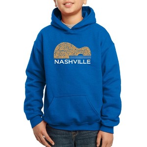 LA Pop Art Nashville Guitar - Boy's Word Art Hooded Sweatshirt - 1 of 4