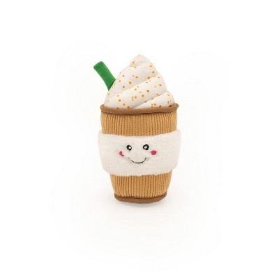 ZippyPaws NomNomz - Dog Squeaky Toys, Funny Food Plush Cute Stuffed Puppy Toy, Pet Products, Soft & Cuddly - Puppuccino