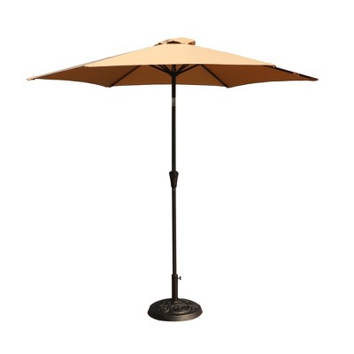 XINGHANZHENXUAN Outdoor Patio Umbrella, Patio Umbrella with 33 pounds Round Resin Umbrella Base, Push Button Tilt and Crank lift