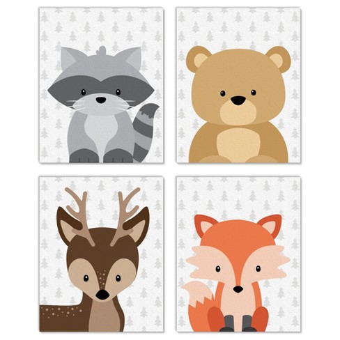 udslæt Rough sleep stole Big Dot Of Happiness Woodland Creatures - Unframed Forest Animals Nursery  And Kids Room Linen Paper Wall Art - Set Of 4 - Artisms - 8 X 10 Inches :  Target