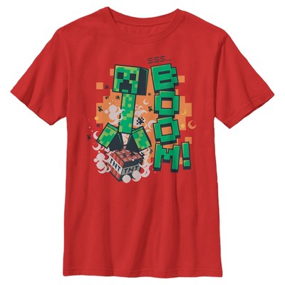 Boy's Minecraft Creeper Boom T-shirt - Red - X Small : Target