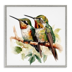Stupell Industries Green Hummingbirds Duo Black Framed Giclee Art - 1 of 4