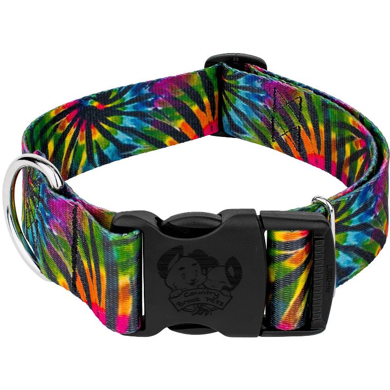 Country Brook Petz 1 1/2 Inch Deluxe Tie Dye Stripes Dog Collar, 1 of 6