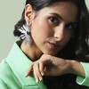 SOHI Women's Emerald Green Metallic Flora Drop Earrings - 3 of 4