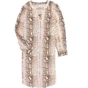bar III Womens Snake-Print Tunic Top Button Up Shirt - 1 of 2