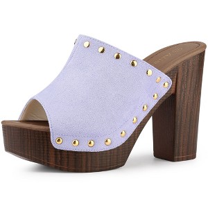 Allegra K Women's Open Round Toe Platform Block Heel Slides Sandals - 1 of 4