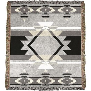 Manual Woodworkers and Weavers Flame Black Tapestry Throw Blanket 50"x60", Cotton, Bold Contemporary Design with Artistic Flame Motif - 1 of 3