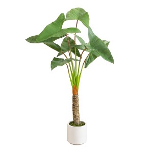 Nearly Natural 4.5-ft Artificial Arrowhead Philodendron in White Decorative Planter - 1 of 4