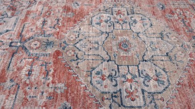 Reversible Orange Medallion 4' x 6' Synthetic Area Rug
