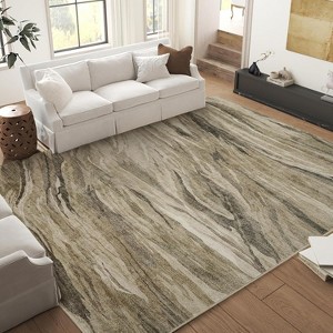 Abstract Rug Large Rugs Neutral Modern Washable Area Rugs Dining Non-Slip Stain Resistant Foldable Thin Rug - 1 of 4