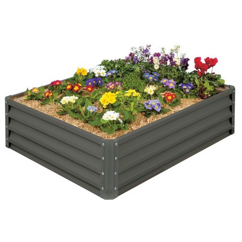 Stratco Raised Galvanized Steel Metal Outdoor Rectangular Garden Vegetable Bed Planter Box W 11 Cubic Feet Capacity 47 X 35 X 12 Inches Slate Gray Target