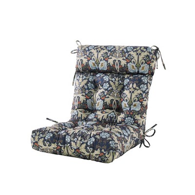 ARTPLAN Patio Chair Cushions Combined Seat and Back,Tufted Outdoor Swivel Chair Cushion with Tie,44"x20"x4"，1 Count,Floral