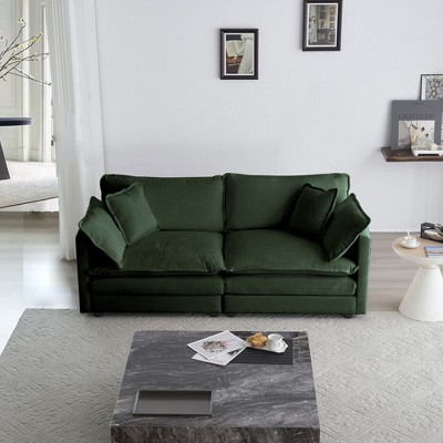 NicBex Chenille Fabric Loveseat Sofa Comfy 2 Seater Loveseat Couch with Deep Seat and 4 Pillows for Living Room,Apartment