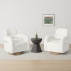 WestinTrends Alexandria Mid-Century Modern Faux Shearling Swivel Barrel Accent Chair (Set of 2) - 2 of 4