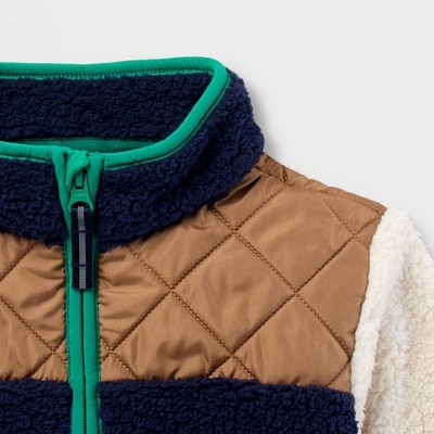 Детские куртки Cat & Jack Toddler Boys' Colorblock Fleece Jacket - Cat & Jack™ Navy/Brown 3T — фото 3