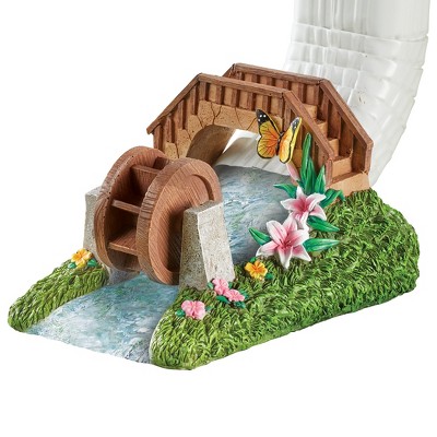 Collections Etc Hand-Painted Spinning Waterwheel Downspout Cover Brown