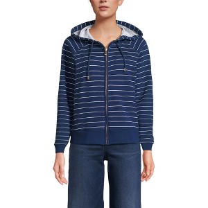 Lands' End Women's Serious Sweats Relaxed Long Sleeve Full Zip Hoodie Sweatshirt - 1 of 3