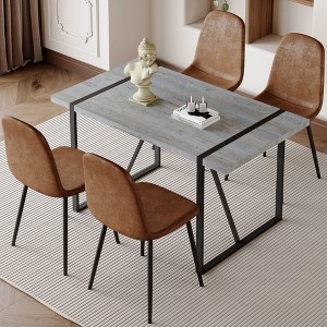 NicBex 5 PCS/7 PCS Gray Textured MDF Dining Table Set with 6 Suede Chairs for Kitchen/Dining Room - 1 of 4