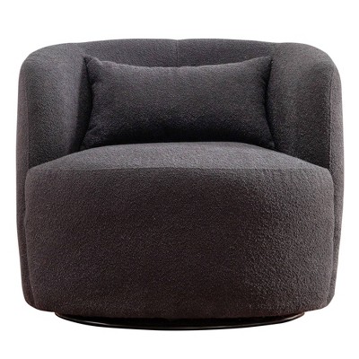 Boucle Upholstered Swivel Barrel Chair Camel - Kinwell : Target