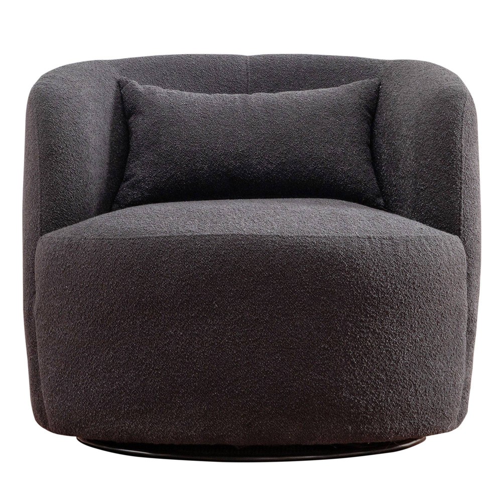 Photos - Chair Boucle Upholstered Swivel Armchair Dark Gray - Kinwell