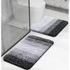 Home Mart Goods Large 2 Piece Black Grey Ombre Microfiber Soft Thick Plush Bath Mat Set - 2 of 4