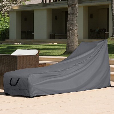 Outdoor Slope Chaise Lounge Cover,Waterproof UV-Resistant Polyester,Ventilated Patio Chair Protector with Handles and Drawstrings-Coolbibila