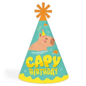 Big Dot of Happiness Capy Birthday - Cone Happy Birthday Capybara Party Hats for Kids and Adults - Set of 8 (Standard Size) - 1 of 4