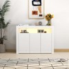 SKRAN Living Room Sideboard Storage Cabinet,Kitchen Unit Cupboard Buffet Wooden Storage Display Cabinet with 3 Doors for Hallway Dining Room, White - 2 of 4