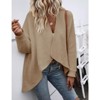 Coolmee Women's Casual Lapel Cardigan Long Sleeve Open Front Irregular Hem Soft Knitted Sweater Coat - 3 of 4