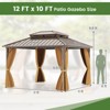 Costway 12 X 10/12 X 12 FT Hardtop Gazebo with  Netting Heavy-Duty Double-Roof Galvanized Metal Top - 3 of 4