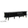 Polibi Mid-Century Modern Wooden Oval Fluted TV Stand with Charging Station - 4 of 4