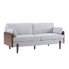 Christopher Knight Home Arboris Modern Uphosltered 71.75" Wood Frame 3 Seater Sofa with Accent Pillows - 4 of 4