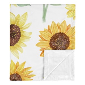 Sweet Jojo Designs Girl Baby Security Blanket Sunflower Yellow Green and White - 1 of 4