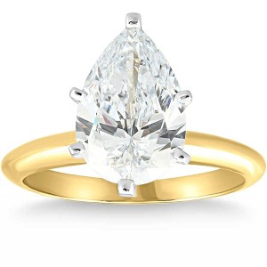Pompeii3 Certified 4 Ct Pear Solitaire Diamond Engagement Ring 14k Gold Lab Created - Size 6.5 - 1 of 4