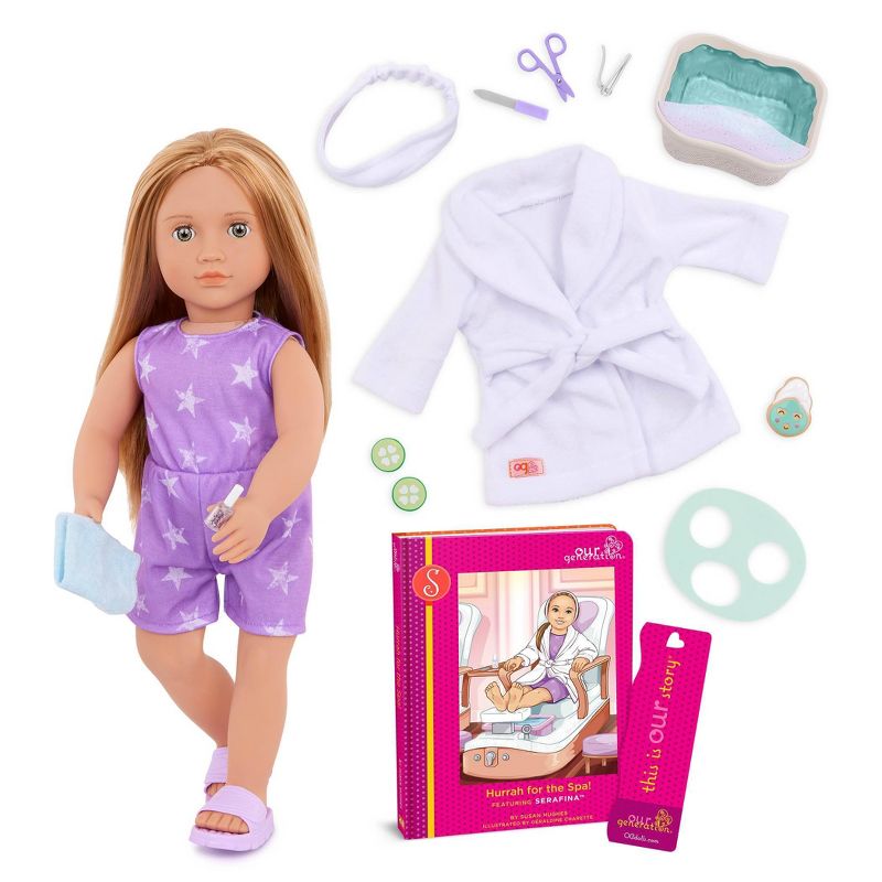 Our Generation Serafina Posable 18&#34; Spa Doll &#38; Storybook Set, 1 of 10