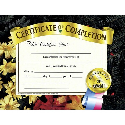 Hayes Certificate of Completion 8.5"" x 11"" Pack of 30 (H-VA524) 
