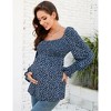 Women's Maternity Tops Elegant Square Neck Lantern Sleeve Blouse - 3 of 4